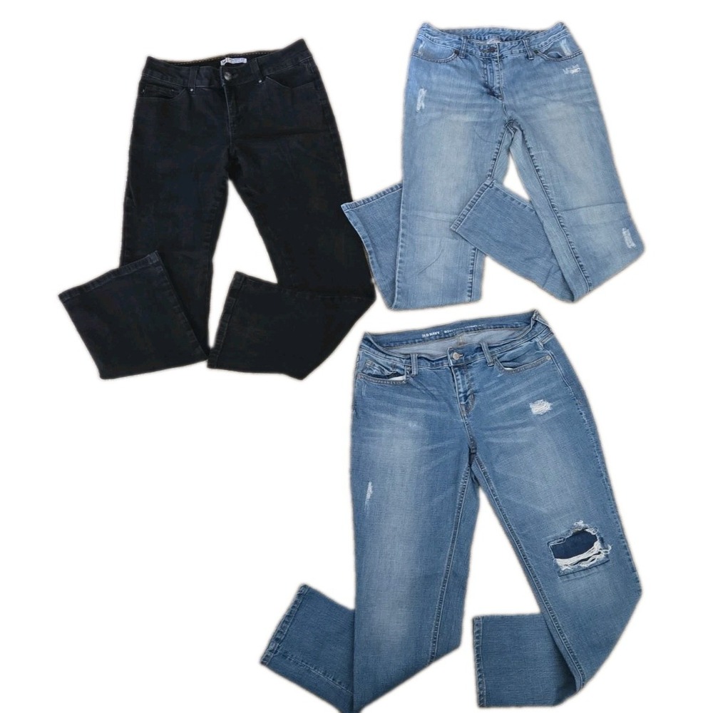 Woman's Lot Of 3 Jeans Boyfriend straight Skinny Bootcut Size 6 Blue Black Lee